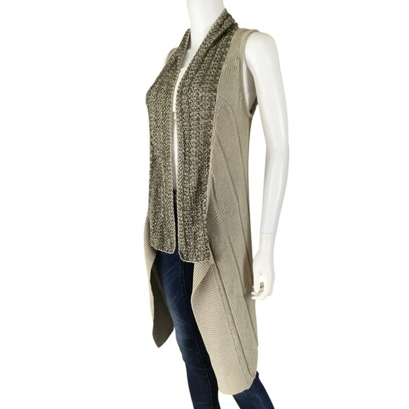 Alice + Olivia BOHO Artsy Vest sz S Sequin Beaded Asymmetric Glam Chic Layering - Picture 5 of 15